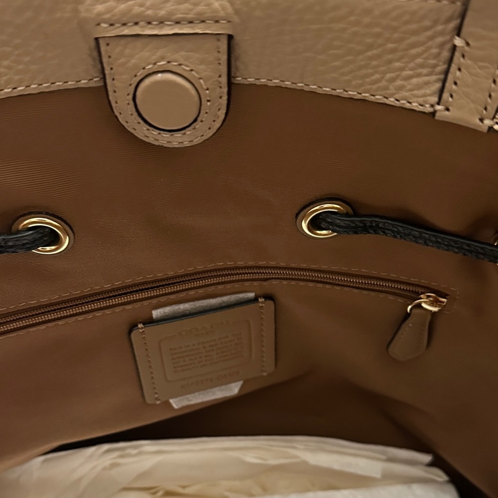 Coach Taupe Leather Purse with Black Accents - Picture 5 of 15
